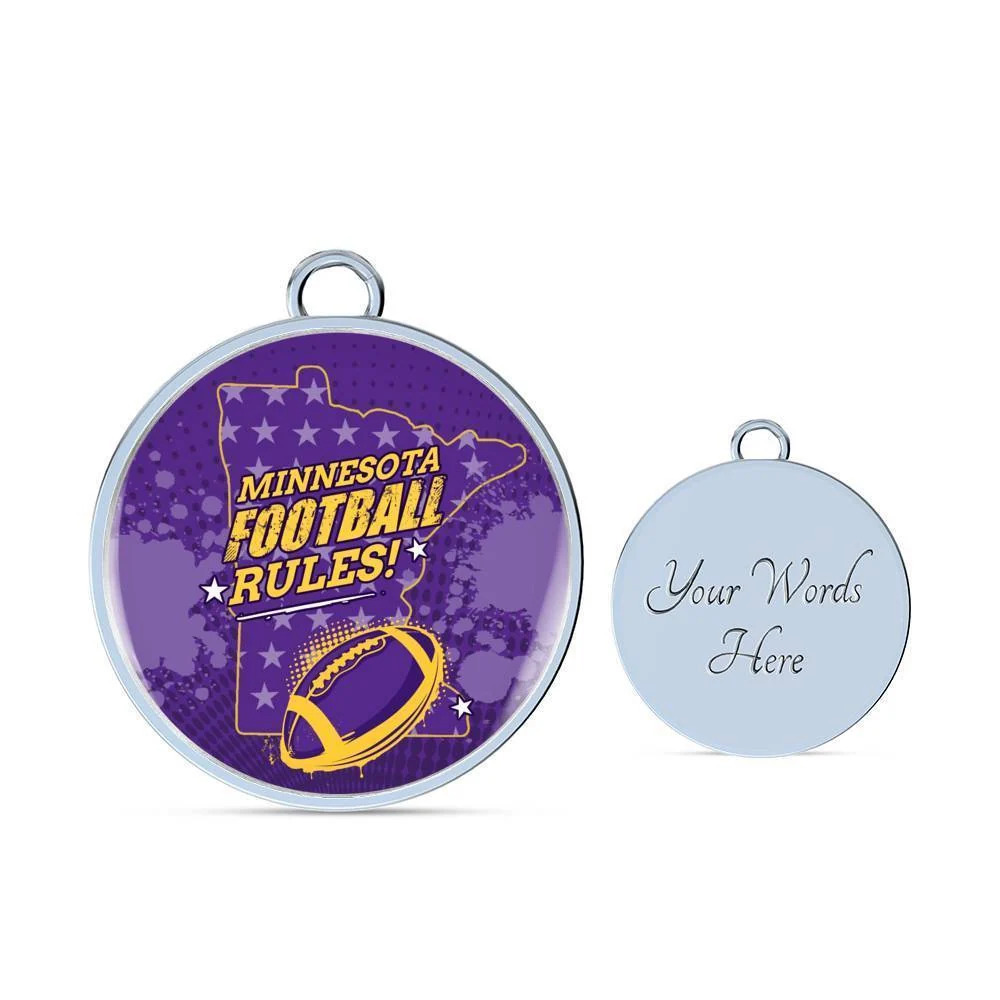 Minnesota Sports Fan Football Personalized Engraved Silver Circle Bangle Bra
